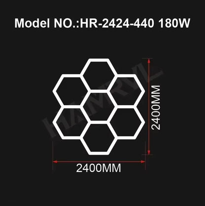 Hexagon LED Lighting for Garage Barbecue Shop Barbershop Gym Bar Car Detailing Showroom 4S Workshop Ceiling Light Honeycomb Tube