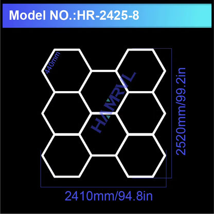 Hexagon LED Lighting for Garage Barbecue Shop Barbershop Gym Bar Car Detailing Showroom 4S Workshop Ceiling Light Honeycomb Tube