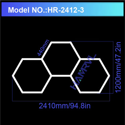 Hexagon LED Lighting for Garage Barbecue Shop Barbershop Gym Bar Car Detailing Showroom 4S Workshop Ceiling Light Honeycomb Tube