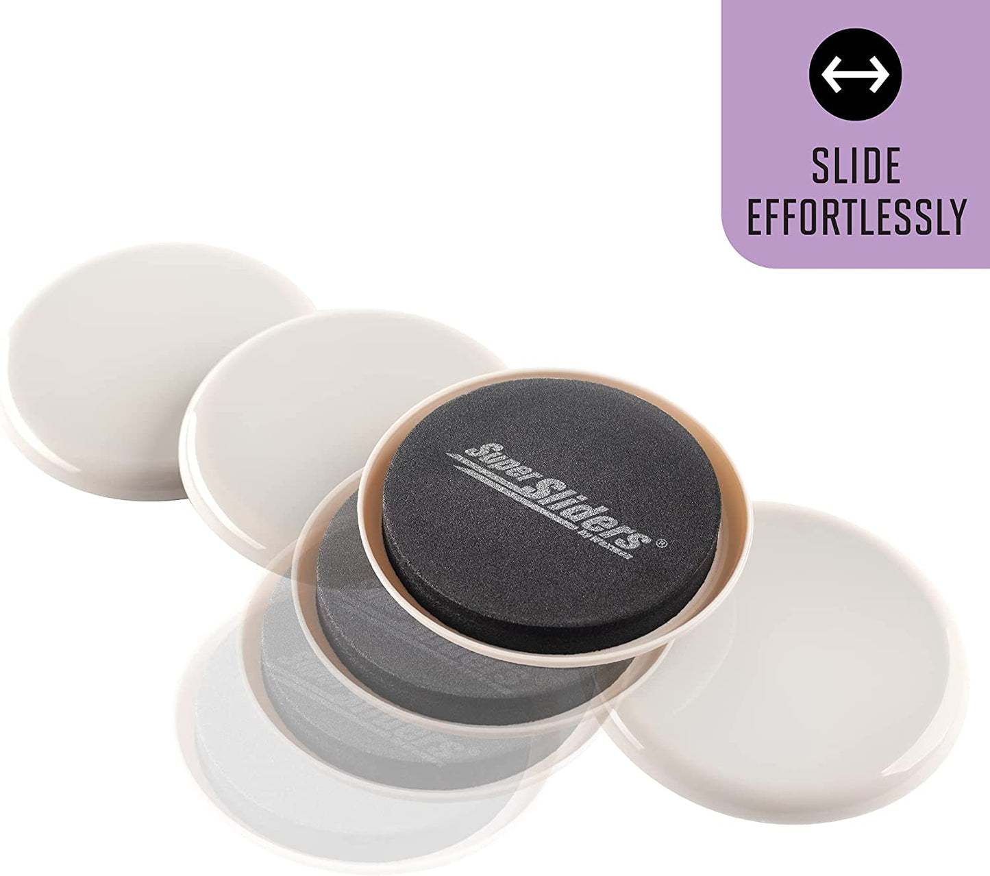 3 1/2" round Reusable Furniture Sliders for Carpet - Effortless Moving and Surface Protection, Beige (8 Pack)