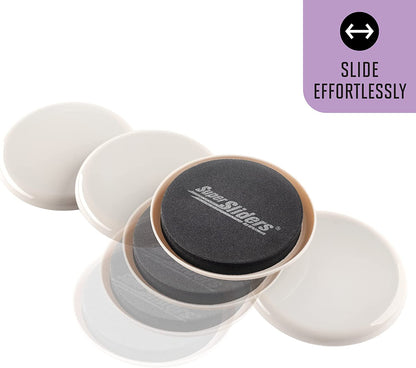 3 1/2" round Reusable Furniture Sliders for Carpet - Effortless Moving and Surface Protection, Beige (8 Pack)