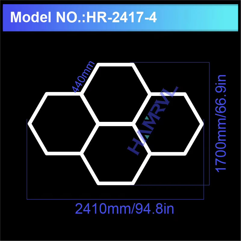 Hexagon LED Lighting for Garage Barbecue Shop Barbershop Gym Bar Car Detailing Showroom 4S Workshop Ceiling Light Honeycomb Tube