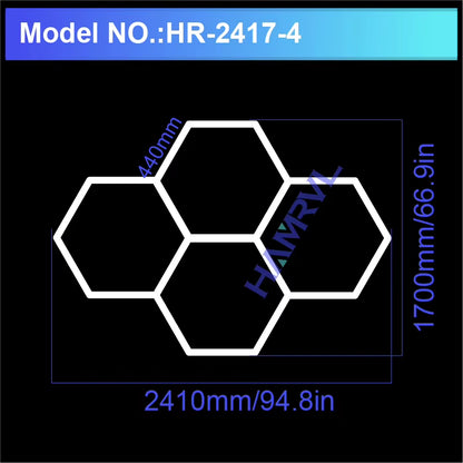 Hexagon LED Lighting for Garage Barbecue Shop Barbershop Gym Bar Car Detailing Showroom 4S Workshop Ceiling Light Honeycomb Tube