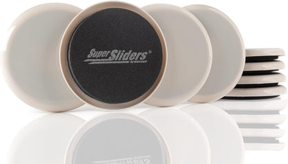 3 1/2" round Reusable Furniture Sliders for Carpet - Effortless Moving and Surface Protection, Beige (8 Pack)