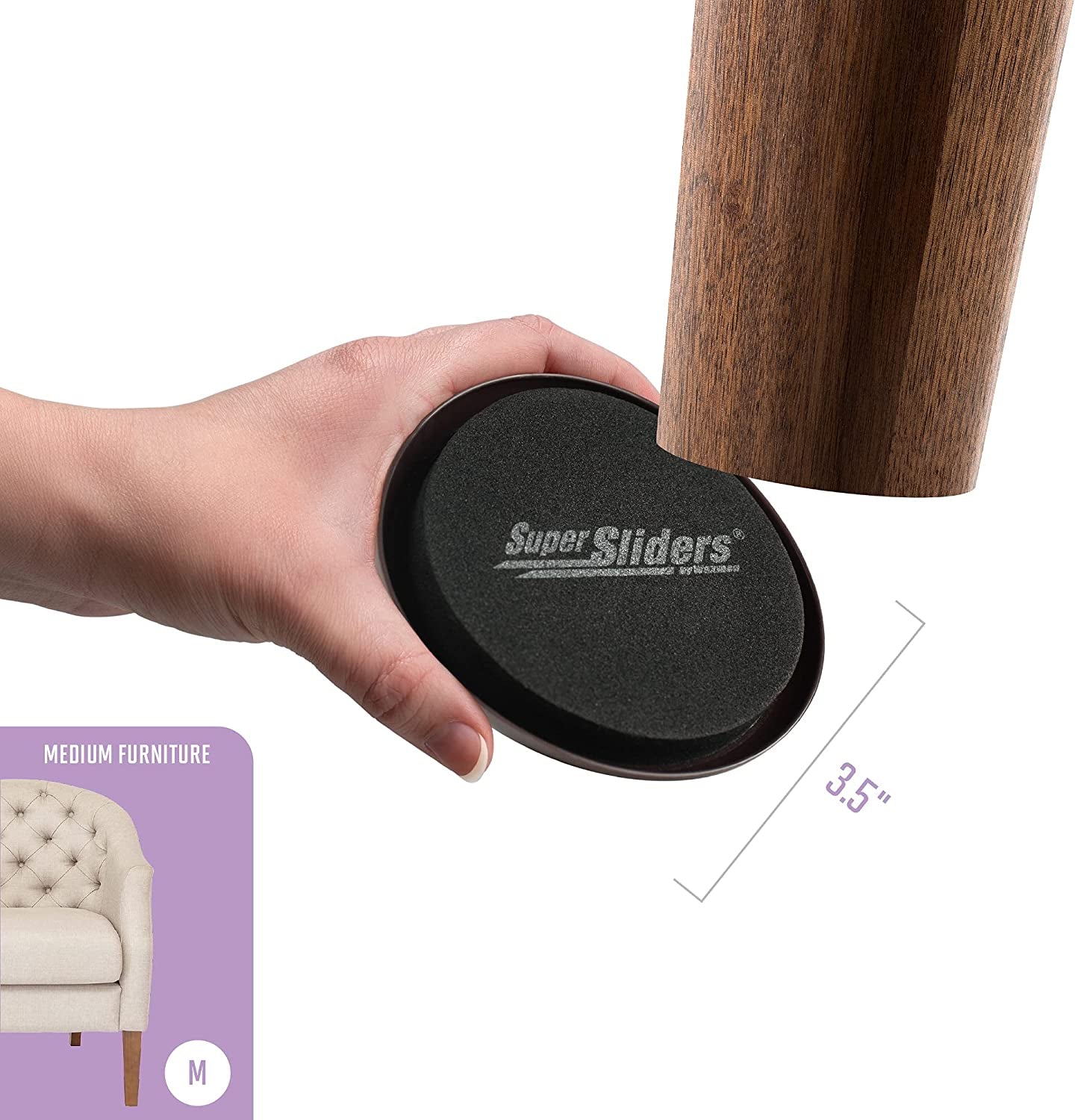 3 1/2" round Reusable Furniture Sliders for Carpet - Effortless Moving and Surface Protection, Beige (8 Pack)