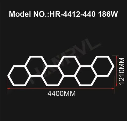Hexagon LED Lighting for Garage Barbecue Shop Barbershop Gym Bar Car Detailing Showroom 4S Workshop Ceiling Light Honeycomb Tube
